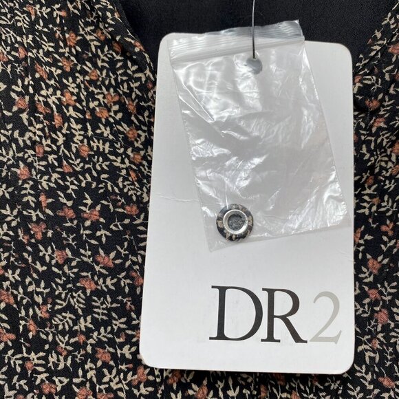 DR2 by Daniel Rainn Top Size Medium Womens Floral Peasant Blouse Black NWT - Picture 5 of 10